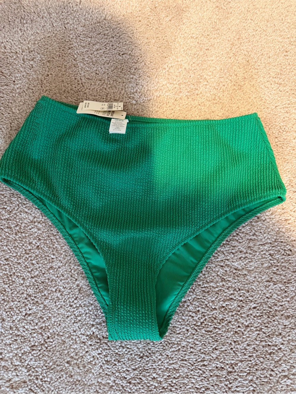 High-Waist Aerie Textured Green Swim Bottom